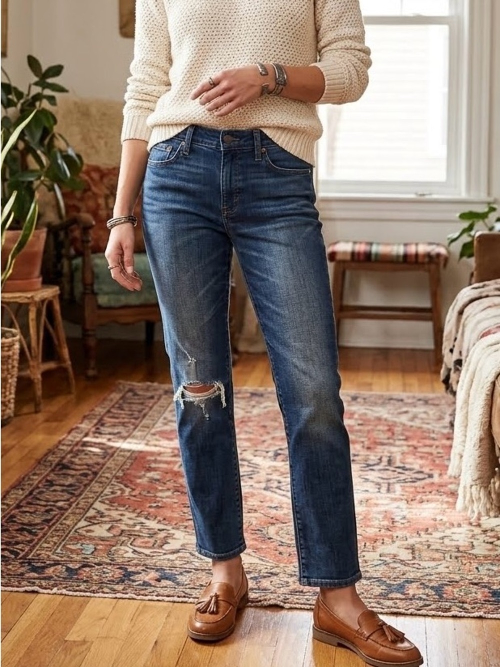 NWOT Madewell Distressed Mid-Rise Alley Straight Jeans | Women’s US 31